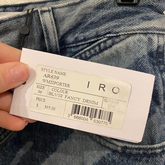 NWT IRO Jeans Porter Zebra Pattern Blue Denim Size 25/26 - Picture 3 of 4